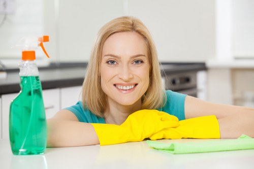 Office cleaning team working in a SW18 business workspace