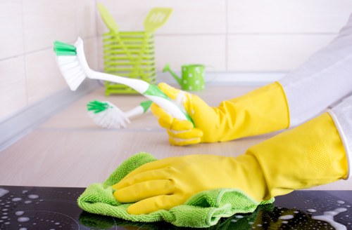 Safety-focused carpet cleaning process with inspection and protective equipment